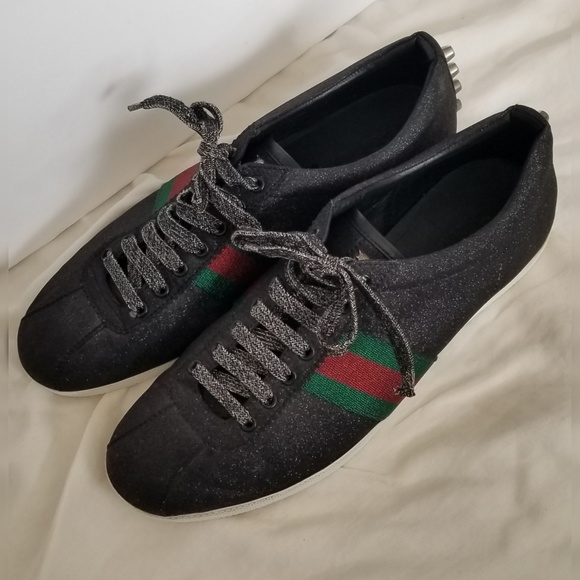 GUCCI Bambi Web Metallic Sneakers Size 10 US - Picture 2 of 8